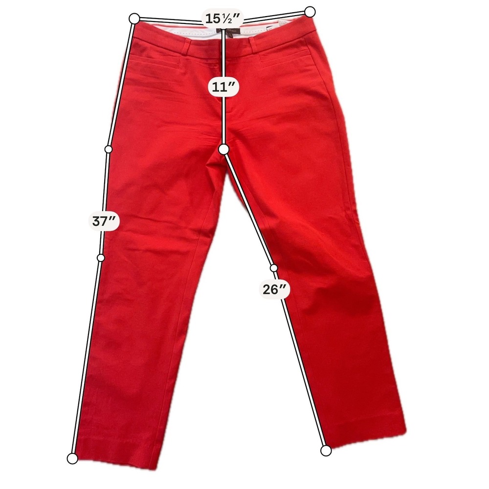 Banana Republic Sloan Pants Size 10 Tomato Red Ankle Slim Stretch Trousers - Picture 8 of 9